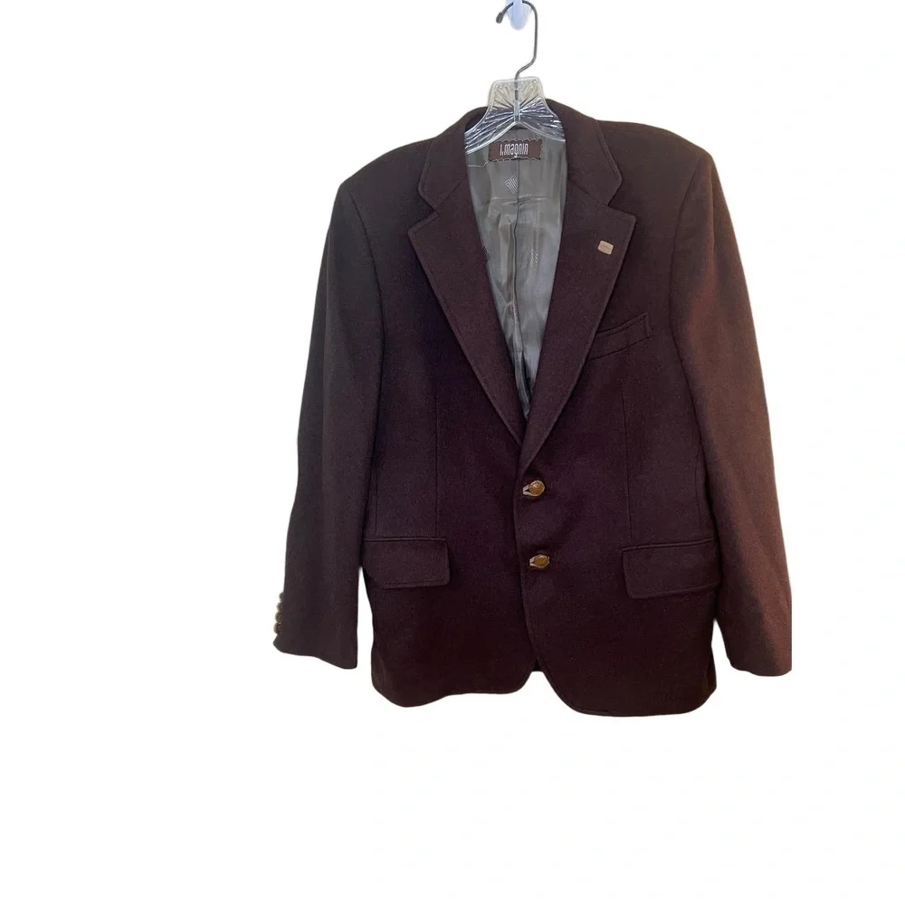 I Magnin Mens Blazer Sport Coat Dark Brown Elbow Patch Vintage Luxury Classic 42